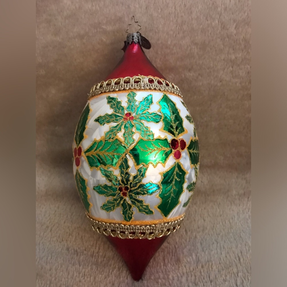 Christopher Radko Holly teardrop ornament